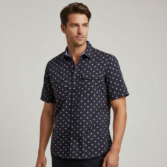 Tommy Bahama Other - Tommy Bahama Men’s Cotton Button Up Shirt Short Sleeve Small Patriotic